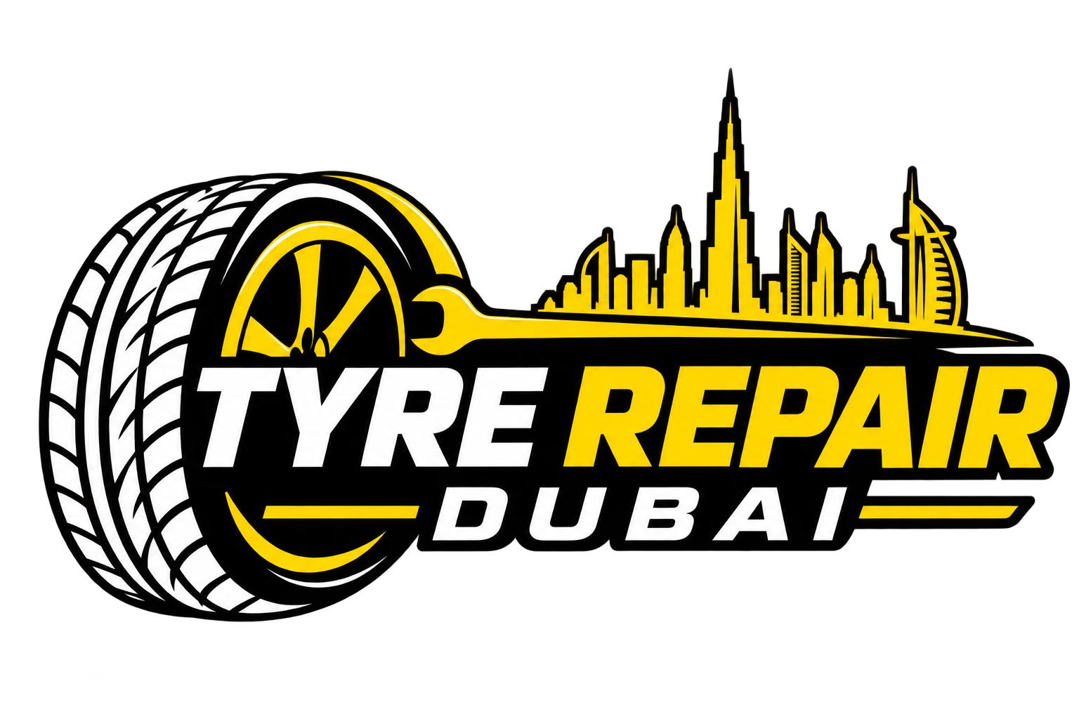 Dubai Tyre Repair Skyline Logo