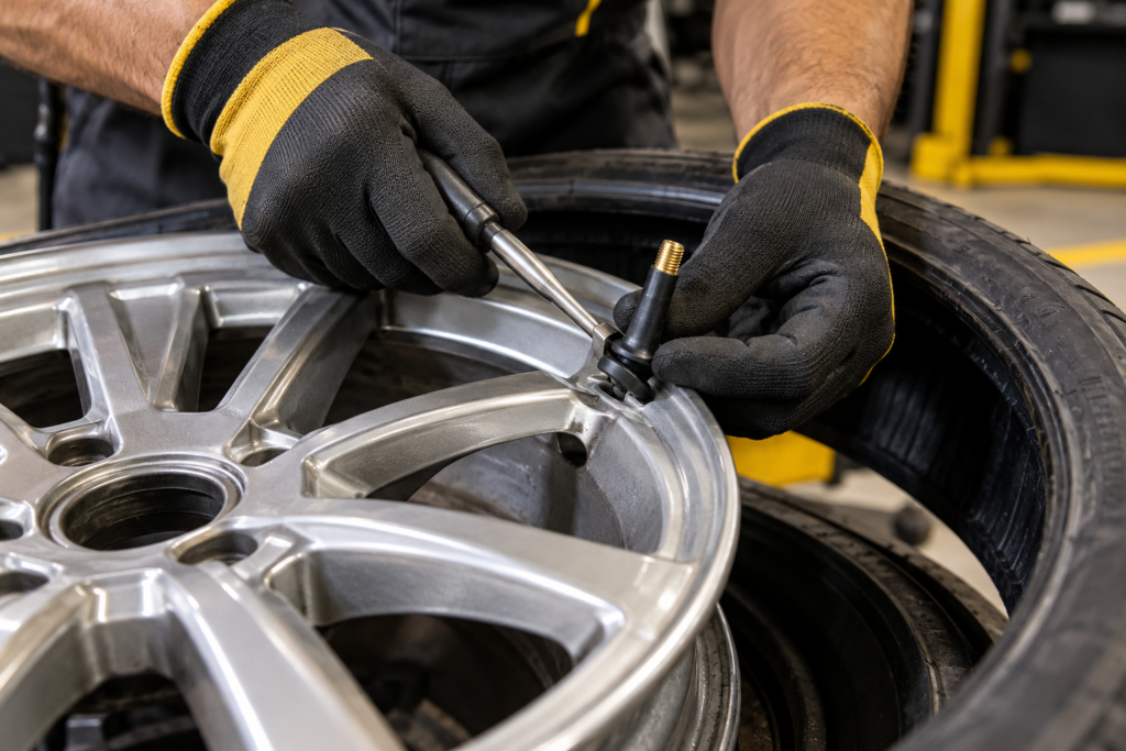 tyre valve replacement service illustration